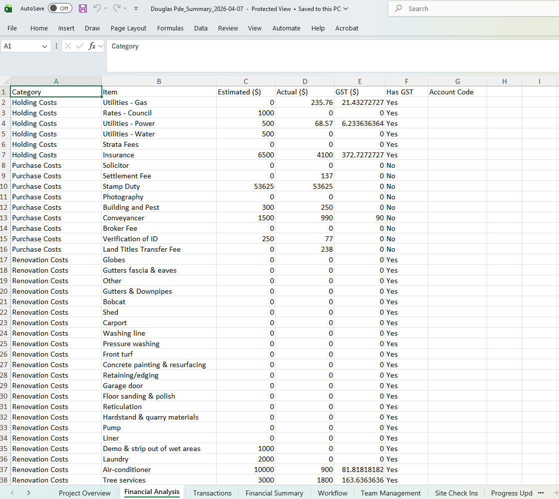 Excel Data Export Preview